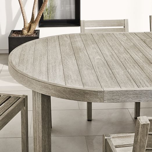 Portside Outdoor Expandable Round, Weathered Gray Round Dining Table