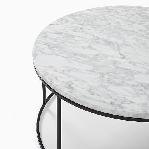 Streamline Round Coffee Table, White Marble Coffee Table Round