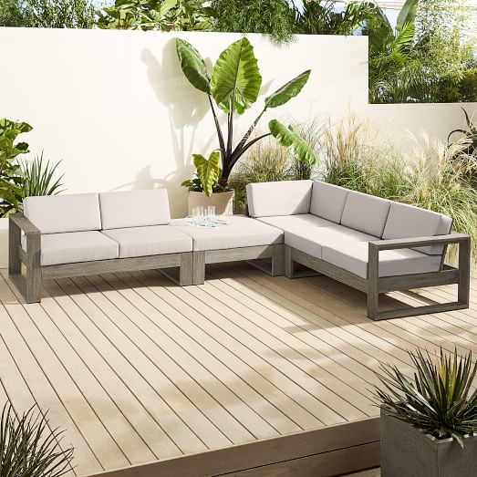 Portside 4 Piece Ottoman Sectional, Outdoor Furniture Covers Sectional Sofa