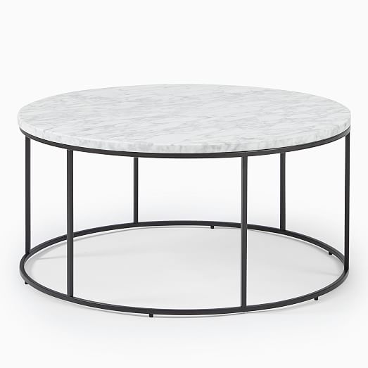 Streamline Round Coffee Table 2 Side, Round Marble Coffee Table West Elm