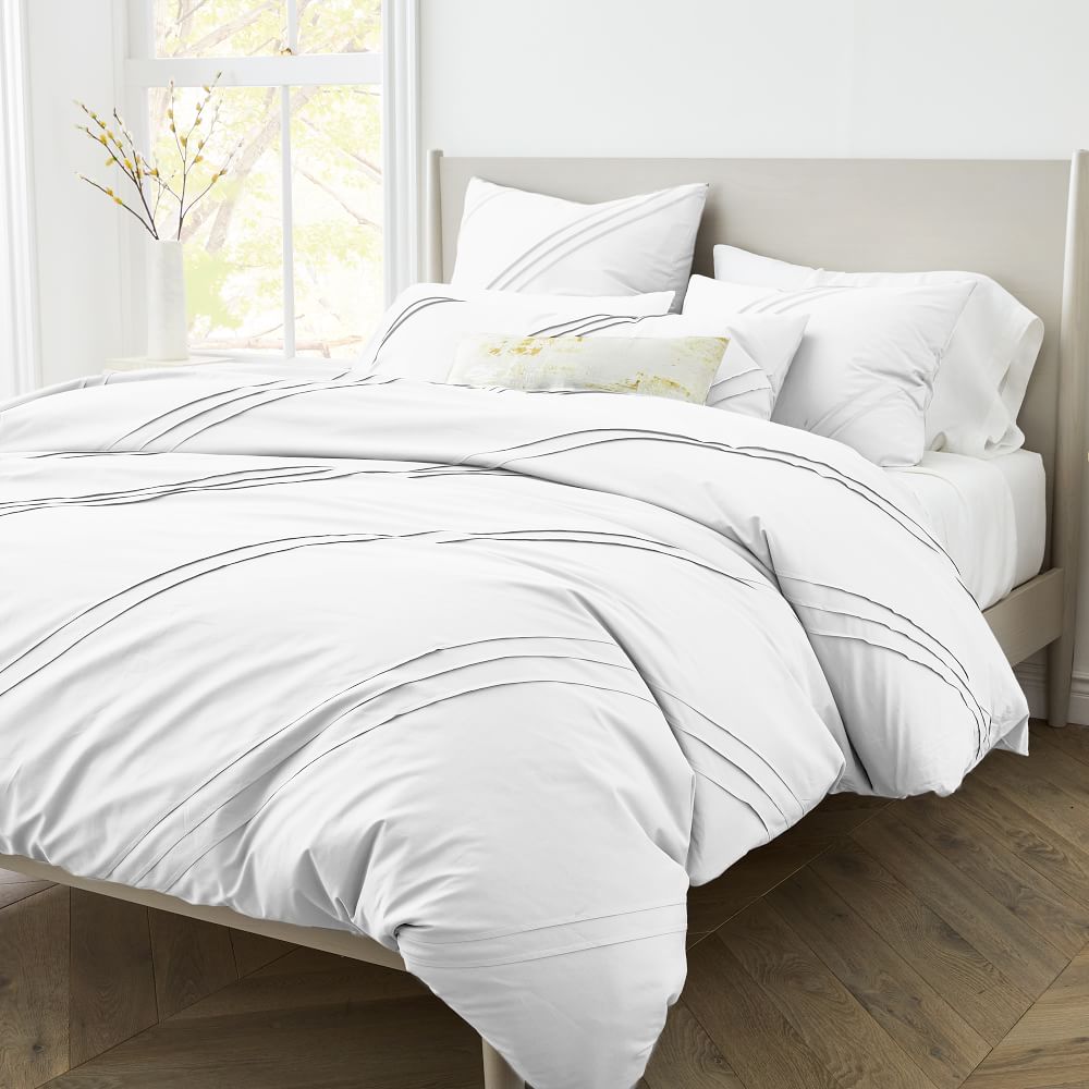 Organic Percale Pleated Duvet Cover Shams, What Is The Best Thread Count For Duvet Cover