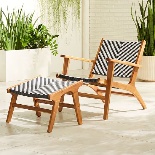 Bondi Outdoor Lounge Chair Ottoman Set, Outdoor Chair Ottoman Set