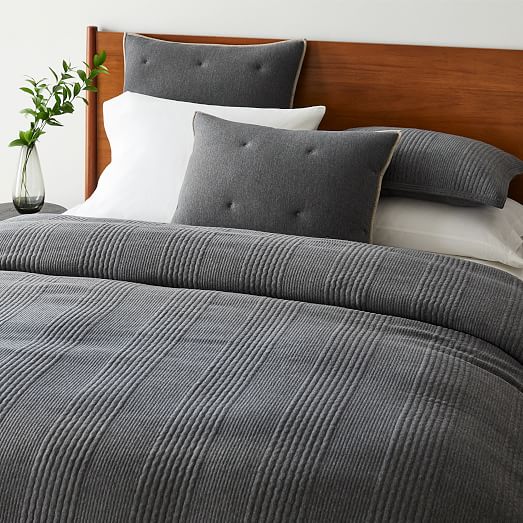 Cotton Cloud Jersey Duvet Cover Shams, King Chambray Clay Grey Duvet Cover