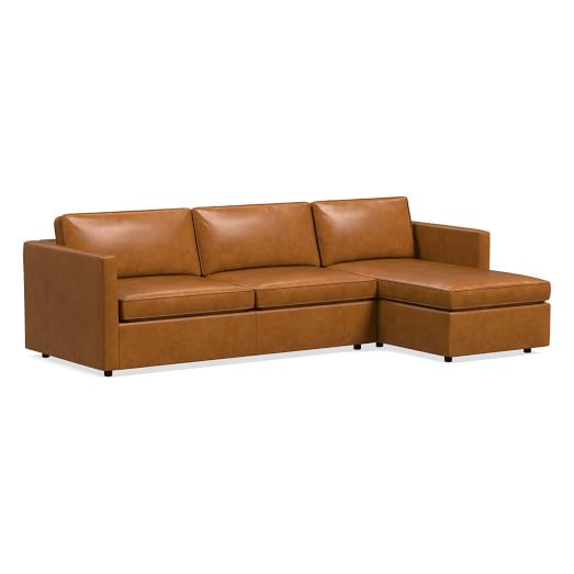 Harris Leather Queen Sleeper Sectional, Brown Leather Sofa Bed Couch