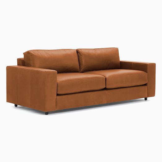 Urban Leather Sofa, Brown Leather Tufted Couch West Elm