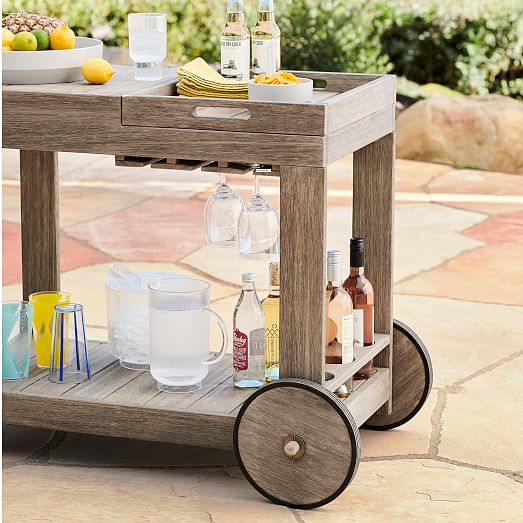 Portside Outdoor Bar Cart, Outdoor Drink Cart