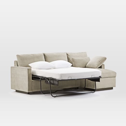 Harmony Sleeper Sectional W Storage, Leather Sectional Sleeper Sofa Bed