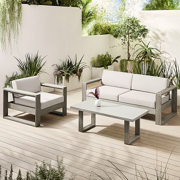 Portside Outdoor Sofa Lounge Chair Concrete Coffee Table Set Portside Outdoor Sofa Lounge Chair, Portside Outdoor Round Concrete Coffee Table