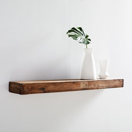 Reclaimed Solid Pine Floating Wall Shelves, Long Wood Floating Shelves