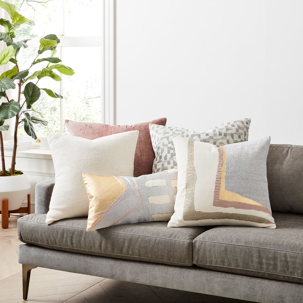 Silk HandLoomed Pillow Cover, 20"x20", White West Elm