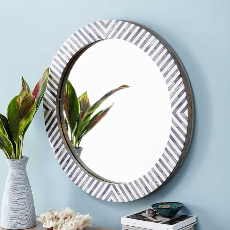 Metal Frame Oversized Round Mirror 48, Round Metal Framed Wall Mirrors