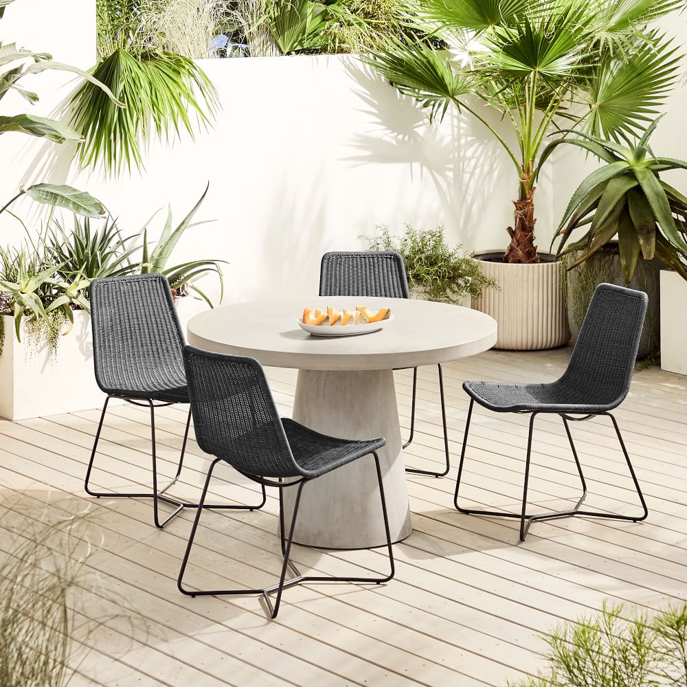 Concrete Outdoor Round Pedestal Dining Table | West Elm