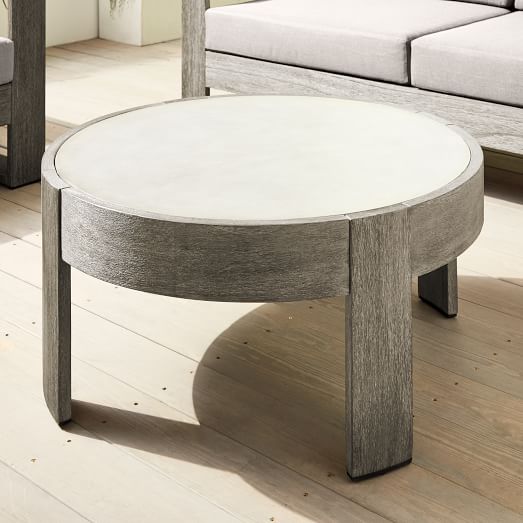 Portside Outdoor Round Concrete Coffee Table Portside Outdoor Round Concrete Coffee, Outdoor Round Coffee Table Clearance