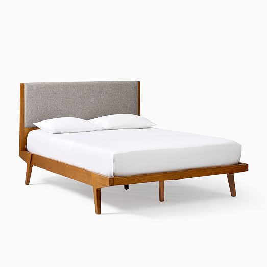 Modern Bed, West Elm Solid Wood Headboard Queen Size Bed