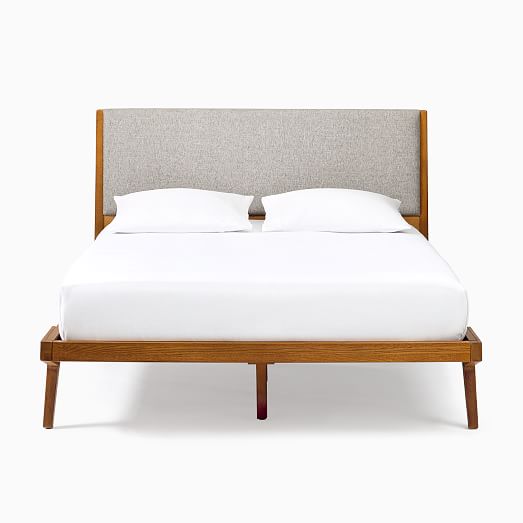 Modern Bed, West Elm Solid Wood Headboard Queen Size Bed