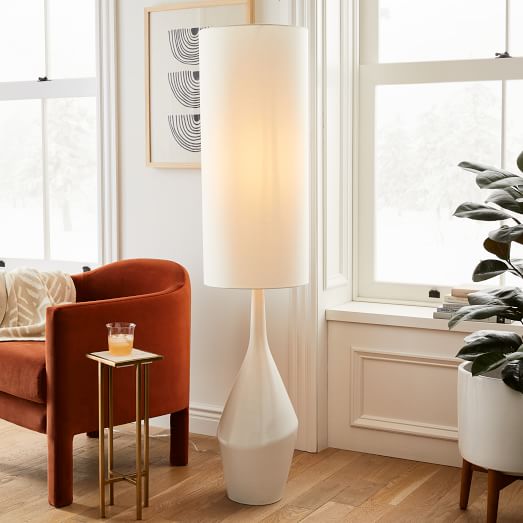 Asymmetry Ceramic Floor Lamp White, Baby Safe Floor Lamp