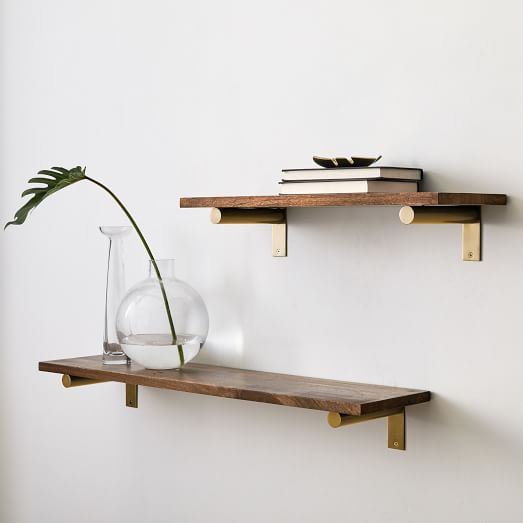 Linear Burnt Wax Wood Wall Shelves With, Wooden Wall Shelving Brackets