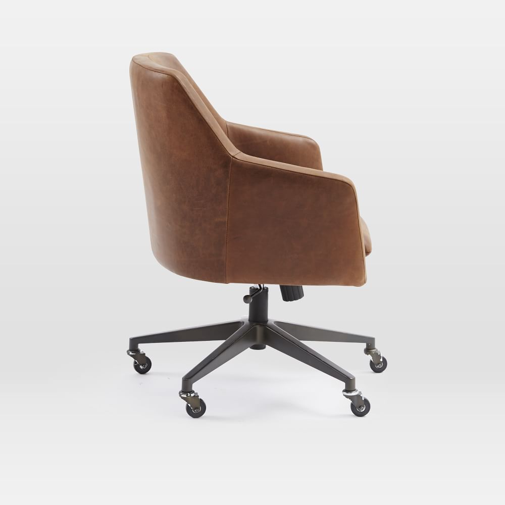 Helvetica Leather Swivel Office Chair West Elm