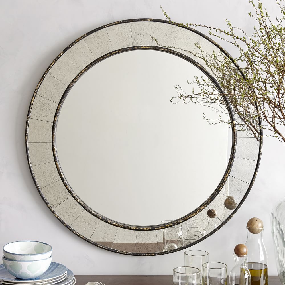 Antique Tiled Round Wall Mirror -30" | West Elm