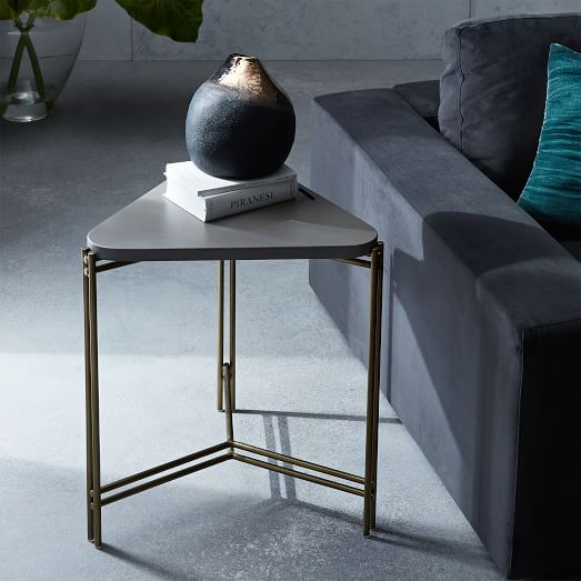 Concrete Triangle Side Table, Triangle Lamp Table