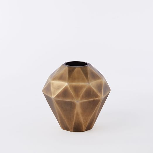 Brass Plated HomArt Liv 4.5-inch Faceted Cast Aluminum Vase 
