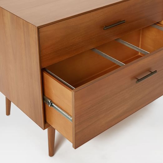 Belham Living Carter Mid-Century Modern Two-Drawer File Cabinet Walnut Finish Durable Strong Wood Material