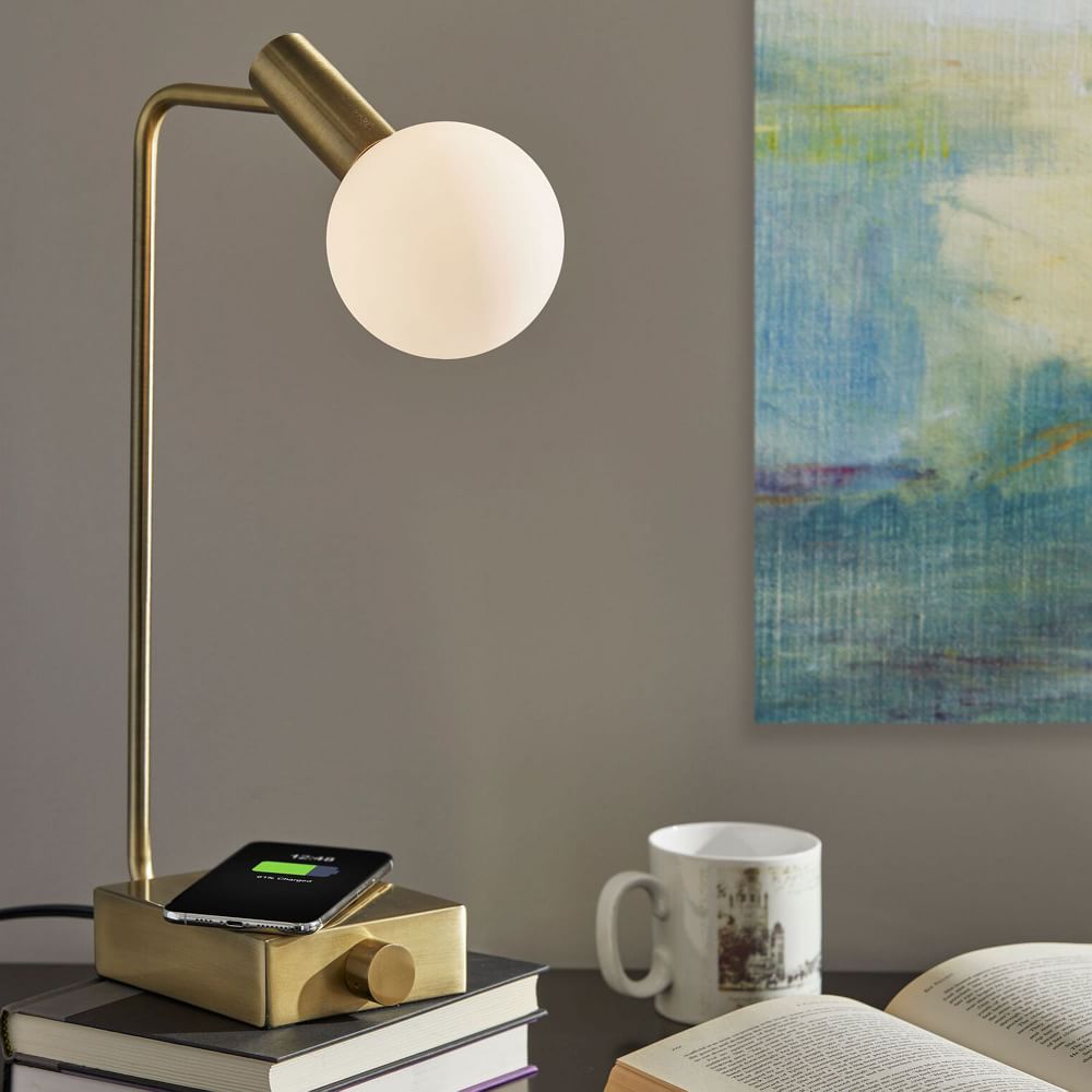 Modern Deco Led Wireless Charging Usb, Table Lamp With Mobile Charger