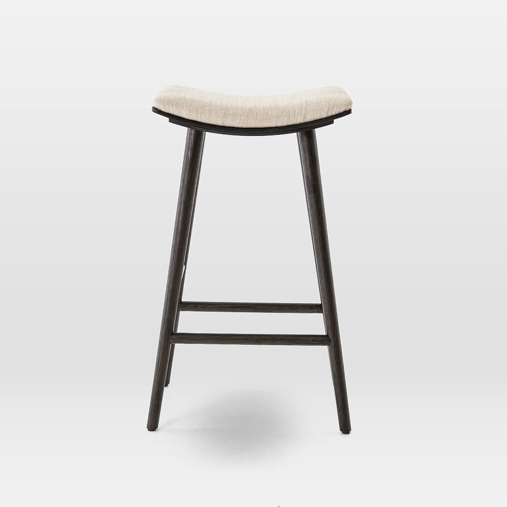 Oak Wood & Upholstered Saddle Bar & Counter Stools | West Elm