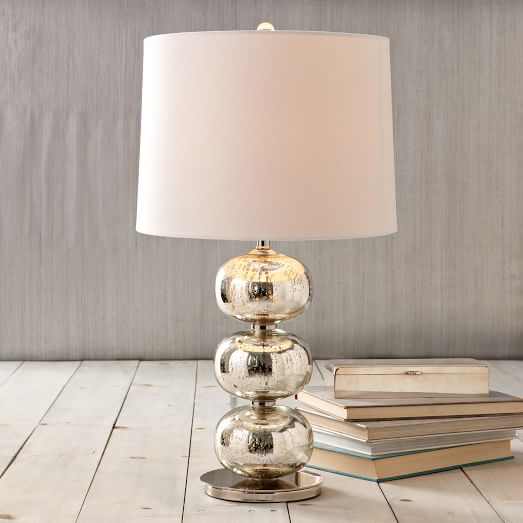 Abacus Mercury Glass Table Lamp, Etched Mercury Glass Table Lamp