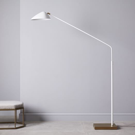 white mid century floor lamp