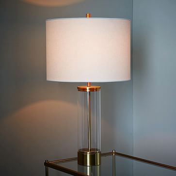 Acrylic Column Table Lamp Antique Brass, West Elm Acrylic Floor Lamp