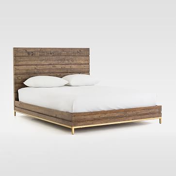 Reclaimed Wood Iron Base Bed, Chunky Wood Bed Frame West Elm