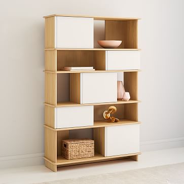 Kaira Extra Wide Bookcase, Extra Wide White Bookcase