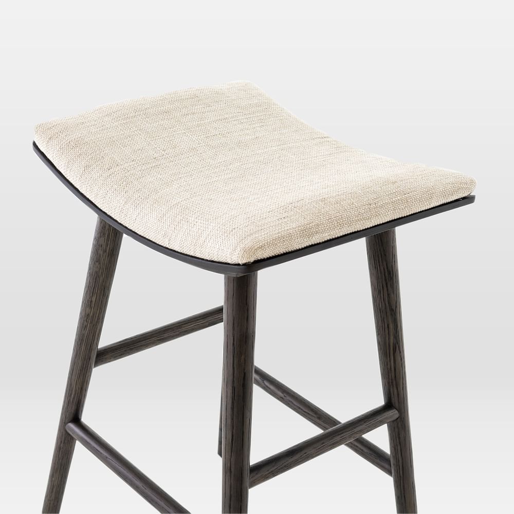 Oak Wood & Upholstered Saddle Bar & Counter Stools West Elm