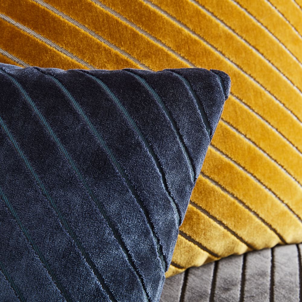 Diagonal Stripe Velvet Pillow Cover Midnight West Elm