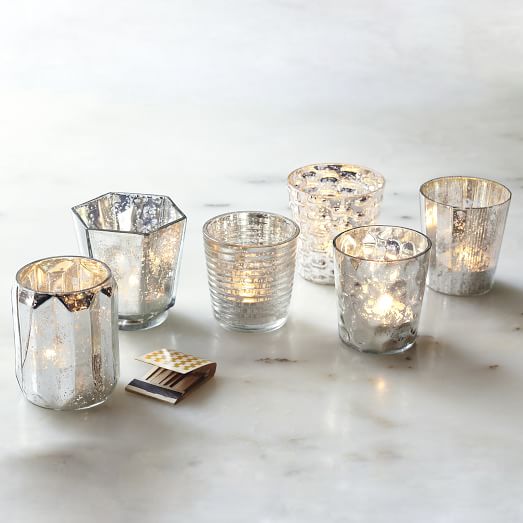 Silver Votive Candle T Light Holders Decorative Diamond Motifs SouvNear Mercury Glass Tealight Holders Set of 2 Handmade Glass Tea Light Holder Home Decor 811778025047 