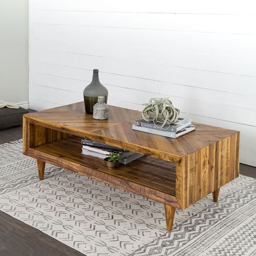 Alexa Reclaimed Wood Coffee Table, Reclaimed Wood End Table With Storage