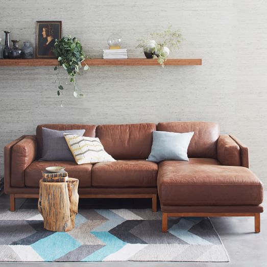Dekalb Leather 2 Piece Chaise Sectional Dekalb Leather 2 Piece Chaise Sectional, Tan Leather Sofa West Elm