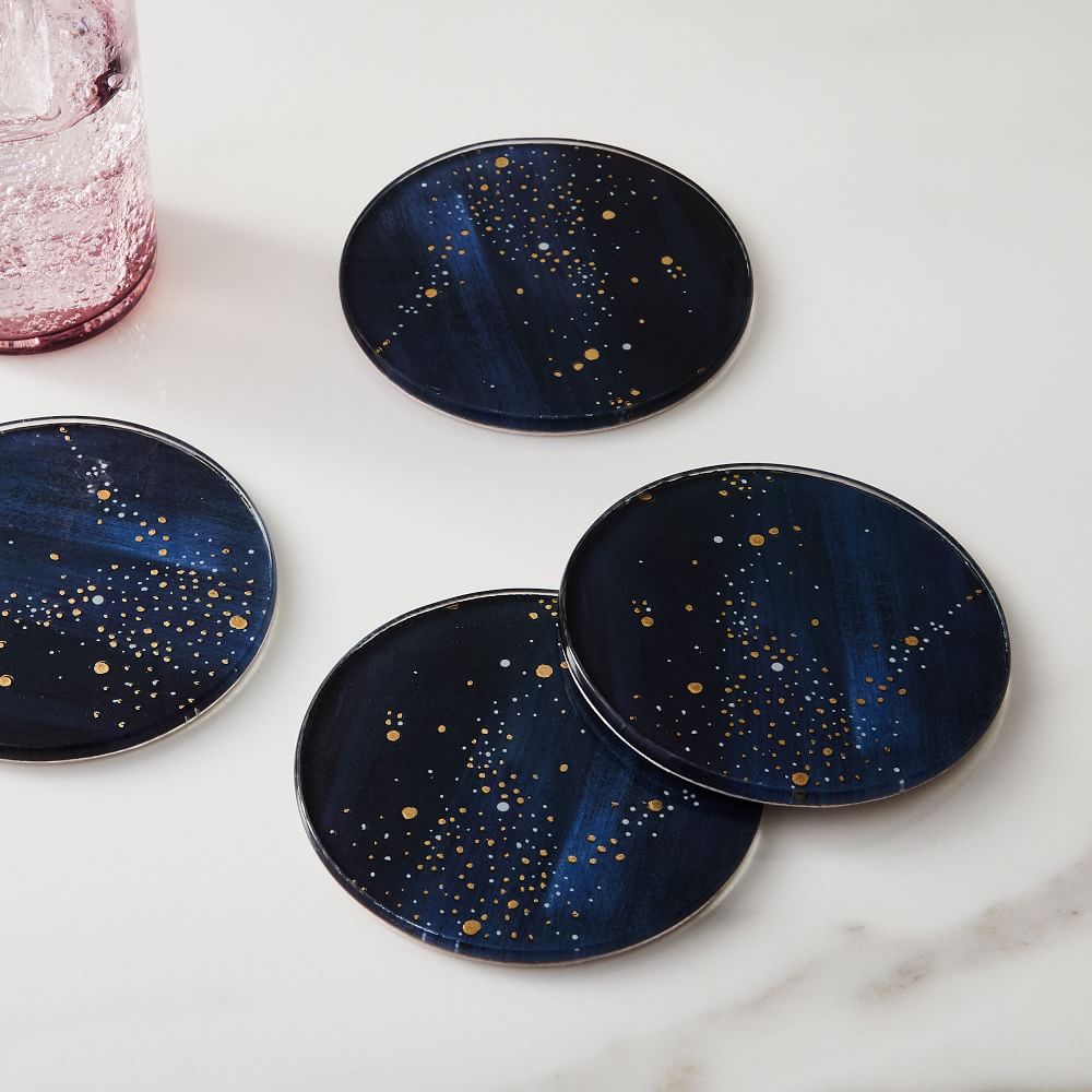 Ocean blue rose gold plated coasters set of 4 