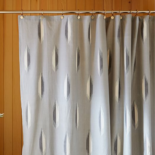 Oval Ikat Shower Curtain, Gray Ikat Shower Curtain