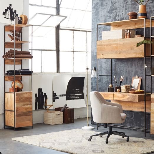 Build Your Own Industrial Modular Office, West Elm Industrial Storage Bookcase