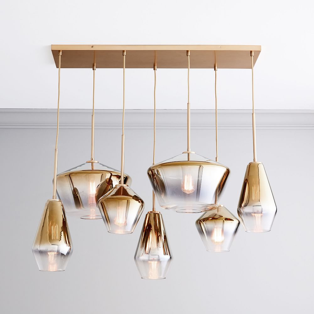 Sculptural Glass 7-Light Geo Chandelier - Metallic Ombre | West Elm