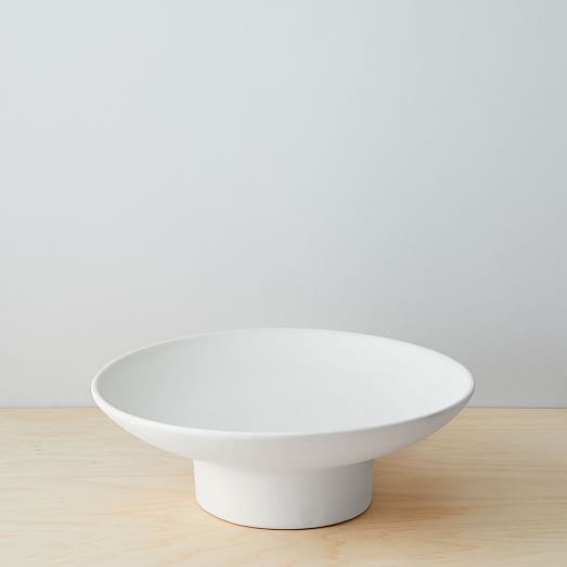 White Benjara Contemporary Ceramic Footed Bowl 