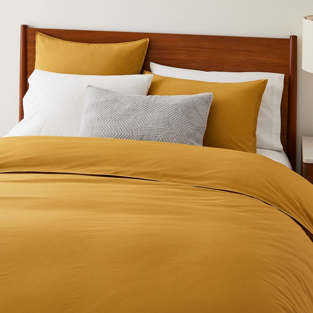 Organic Washed Cotton Duvet, F/Q, White West Elm