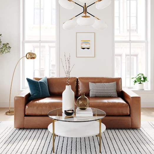 Urban Leather Sofa, Brown Leather Tufted Couch West Elm