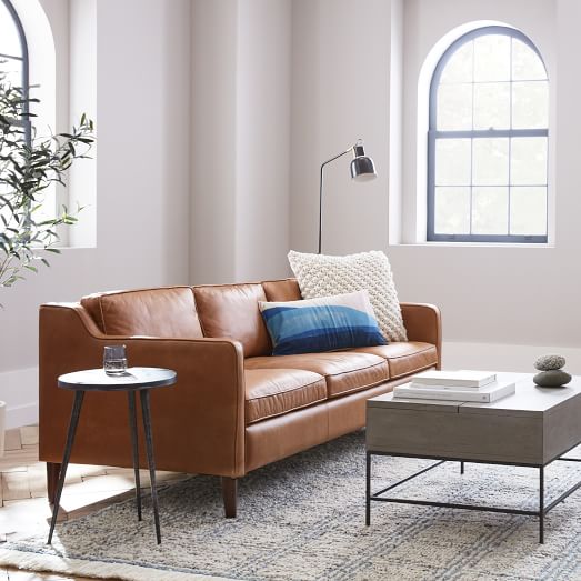 Hamilton Leather Sofa, Navy Blue Leather Furniture Polish
