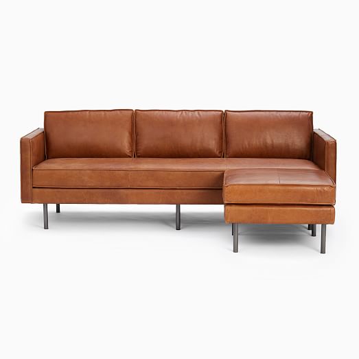 Axel Leather 2 Piece Chaise Sectional, West Elm Leather Sofa With Chaise