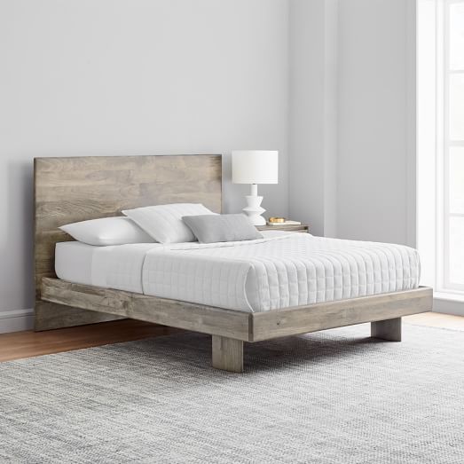 Anton Solid Wood Bed Graywashed, West Elm Wood Bed Frame Queen