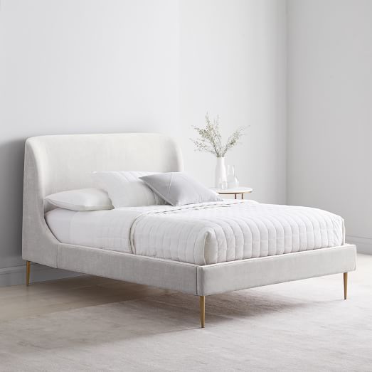 Lana Upholstered Bed In Stock Ready, West Elm White Bed Frame Queen