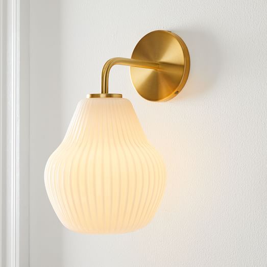 Sculptural Glass Ribbed Sconce - West Elm Wall Sconce Plug In